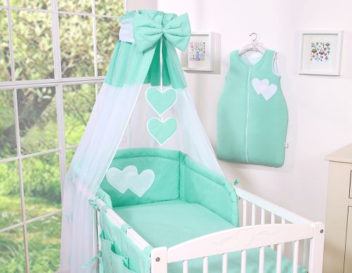 Bedding set 5-pcs 135x100 - Hanging Hearts mint