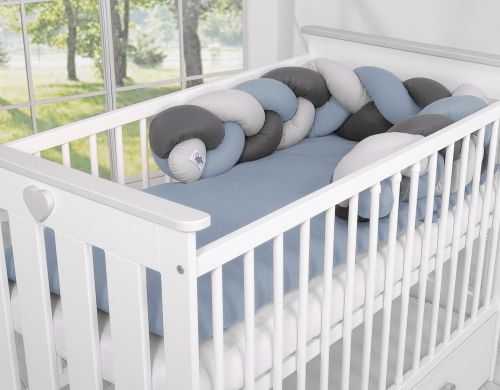 Knot bumper- pastel blue - gray - anthracite