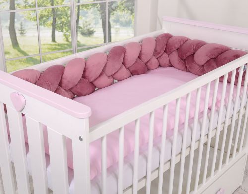 Knot bumper minky 180cm - pastel pink