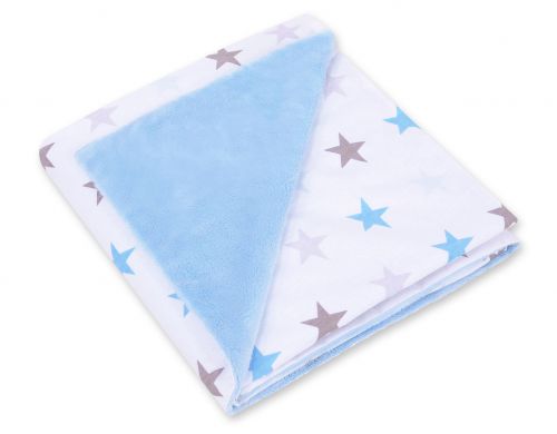 Big double-sided car seat blanket for babies- gray-blau stars