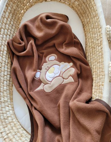 Polar fleece blanket for babies - Teddy Bear Barnaba brown