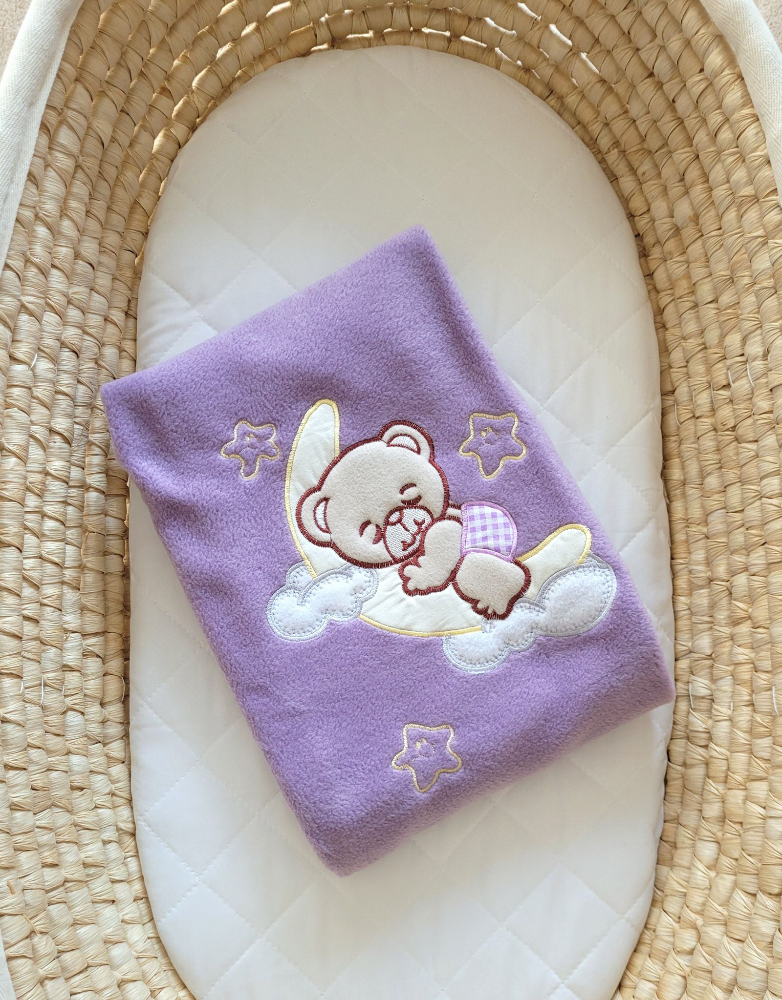 Polar fleece blanket for babies - Good night lilac