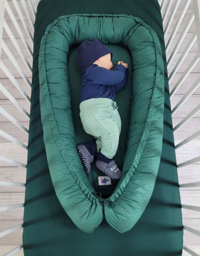 Baby nest double-sided Premium Cocoon for infants MY SWEET BABY- bottle green