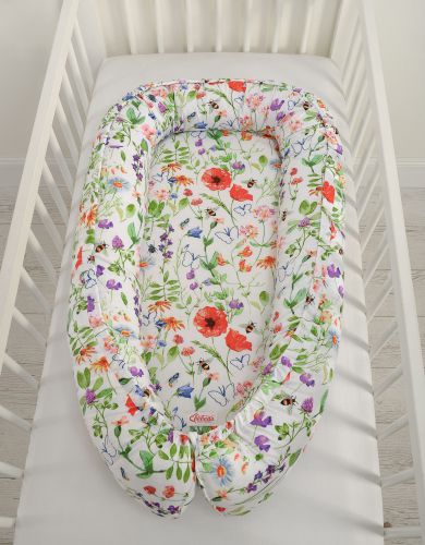 Baby nest double-sided Premium Cocoon for infants BOBONO - meadow