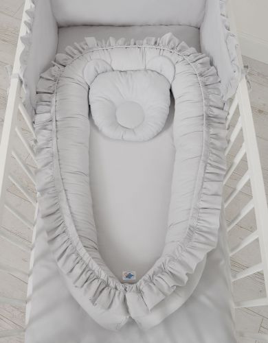 Baby nest Premium Cocoon for infants with a ruffle MY SWEET BABY- grey