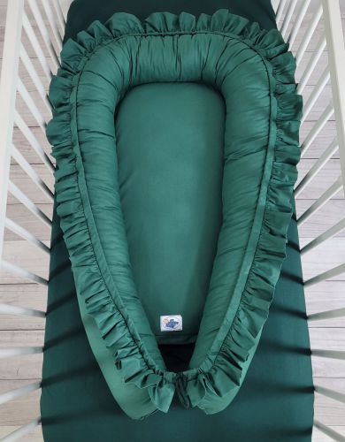 Baby nest Premium Cocoon for infants with a ruffle MY SWEET BABY- bottle green