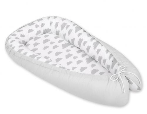 Baby nest double-sided Premium Cocoon for infants BOBONO- clouds gray/gray