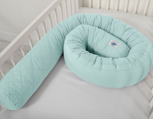 2-in-1 - Baby nest quilted - snake pillow bumper - mint