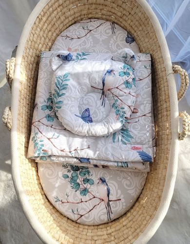 Duvet with pillow Teddy - 2pcs set - Blue birds