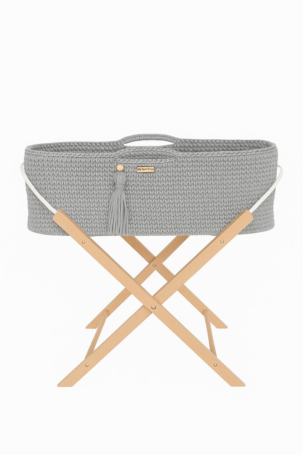 Moses basket BOHO Handmade with stand - gray