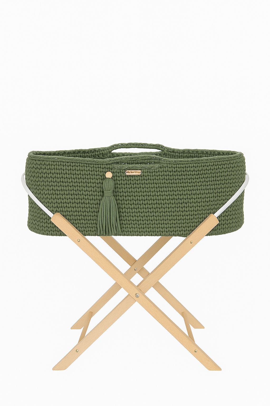Moses basket BOHO Handmade with stand - pistachio