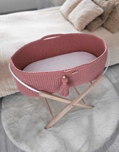 Moses basket BOHO Handmade with stand - blush