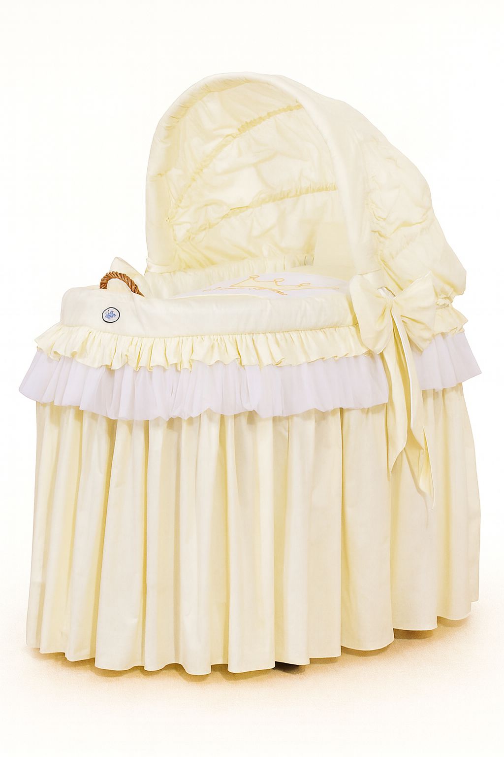 Moses Basket/Wicker hood crib- Little Prince Princess cream