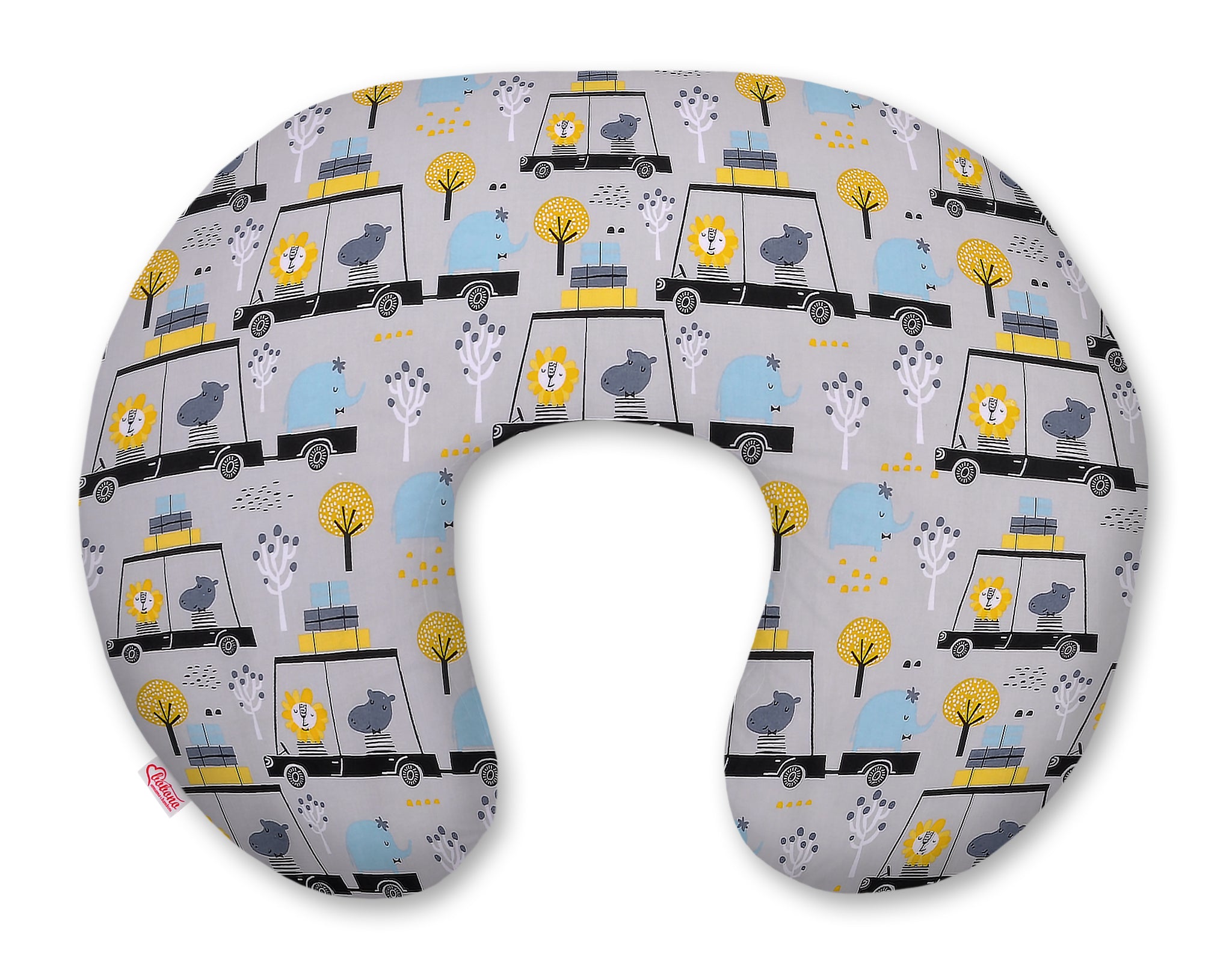 Breastfeeding Pillow Nursing Croissant Pillow, removable, Hands-Free Feeding- animals in cars