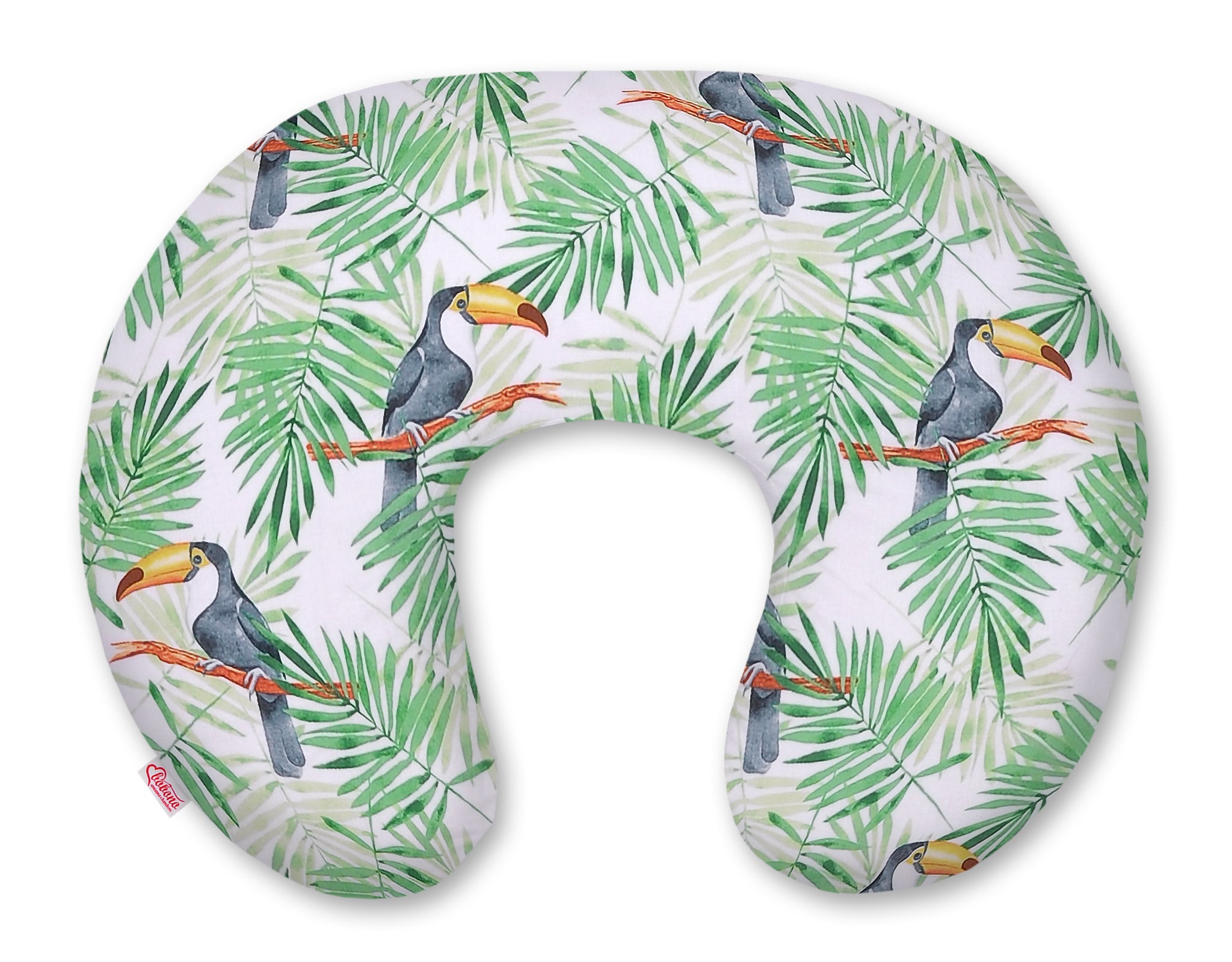 Breastfeeding Pillow Nursing Croissant Pillow, removable, Hands-Free Feeding- toucans