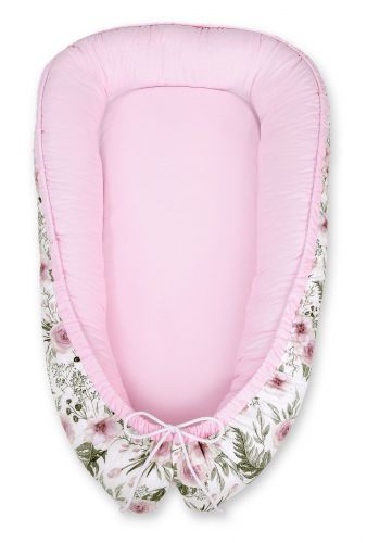 Baby nest double-sided Premium Cocoon for infants MY SWEET BABY- peony flower pink/pink