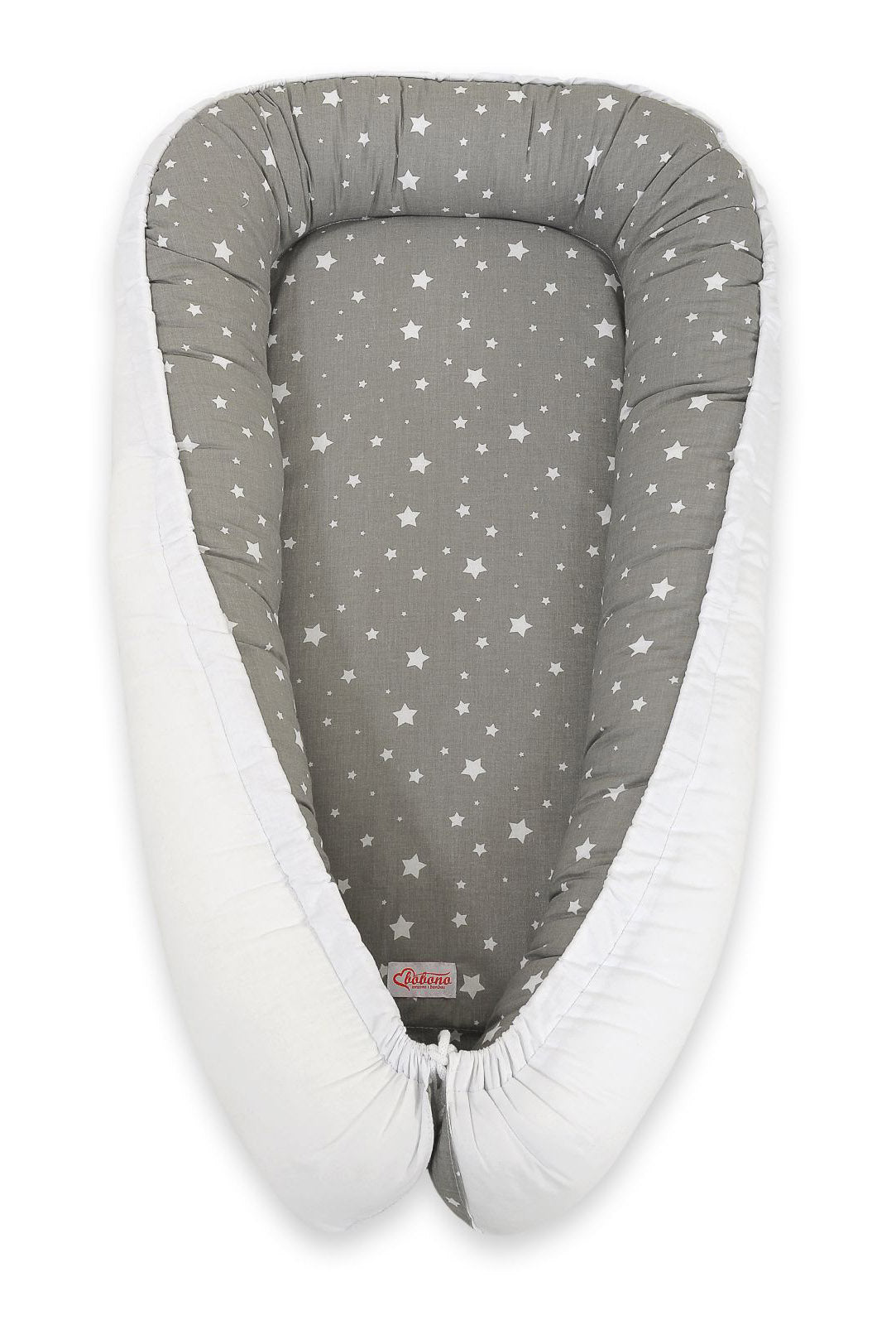 Baby nest double-sided Premium Cocoon for infants BOBONO- mini stars white/ white