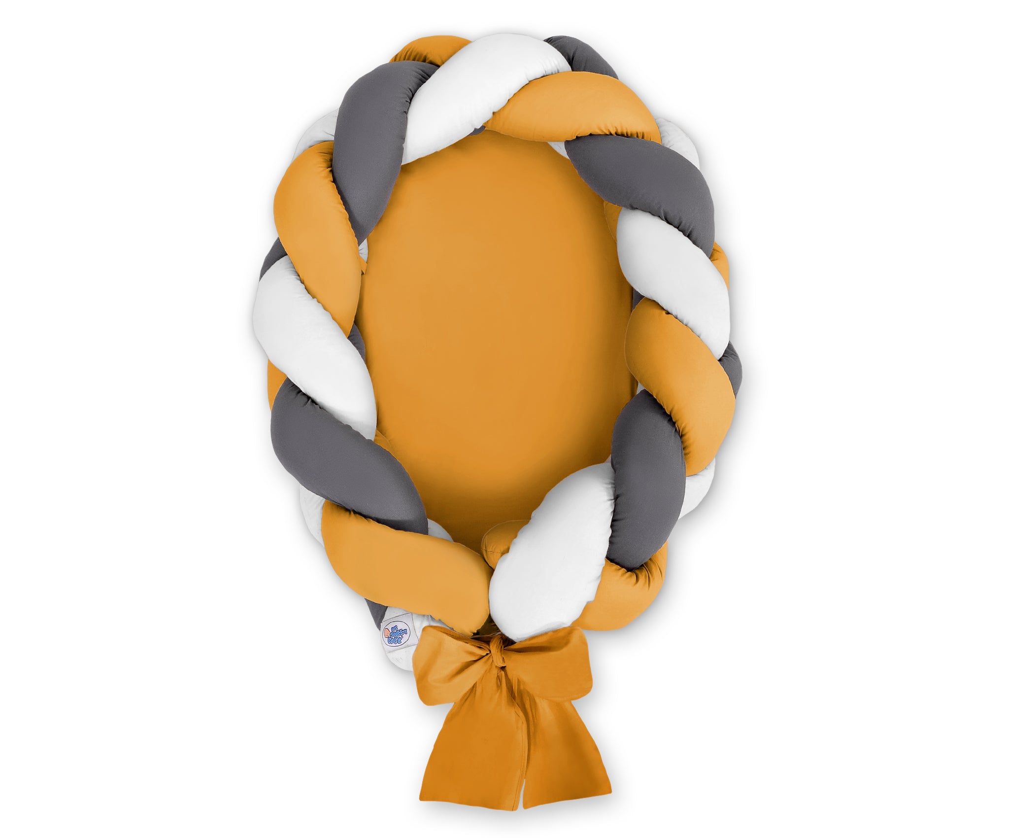 Braided baby nest 2 in 1 - white-honey yellow-anthracite