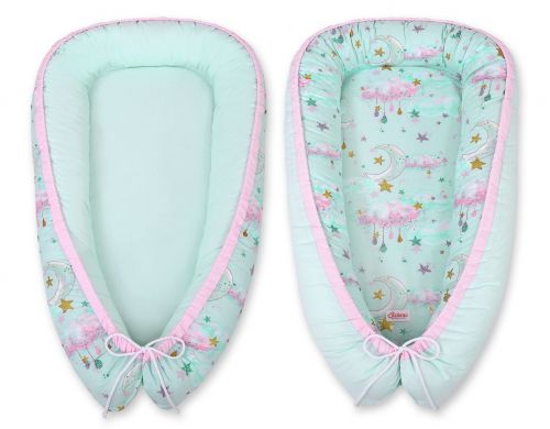 Baby nest double-sided Premium Cocoon for infants BOBONO- moons mint