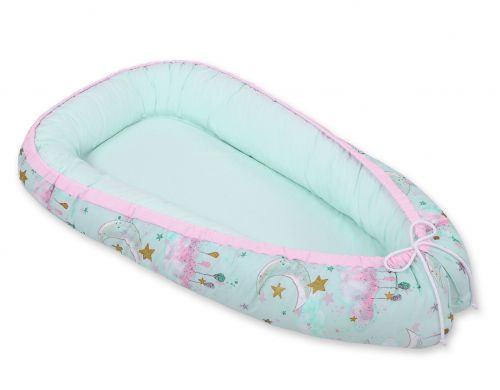 Baby nest double-sided Premium Cocoon for infants BOBONO- moons mint