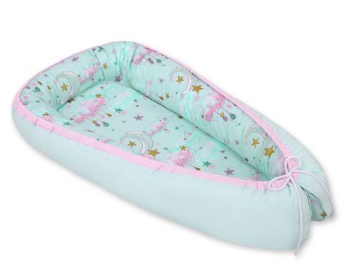 Baby nest double-sided Premium Cocoon for infants BOBONO- moons mint