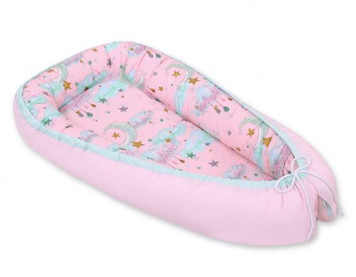 Baby nest double-sided Premium Cocoon for infants BOBONO- moons pink