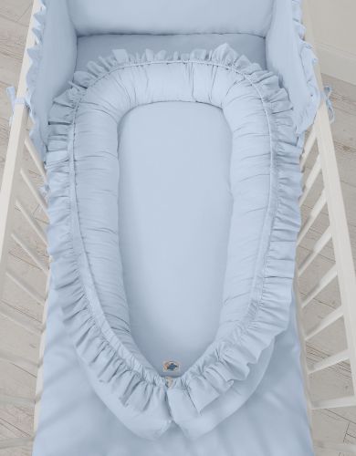 Baby nest Premium Cocoon for infants with a ruffle MY SWEET BABY- pastel blue