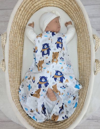 Cotton baby sleeping bag S 0-6 months for summer TOG 1.0 - navy blue bears
