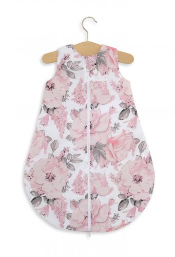 Cotton baby sleeping bag S 0-6 months for summer TOG 1.0 - sepia roses