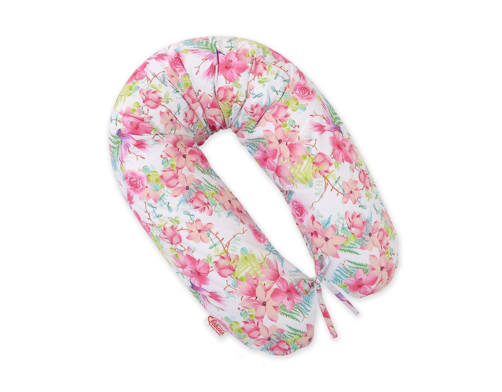 Pregnancy pillow- Longer, removable pillowcase - Hummingbirds in flowers
