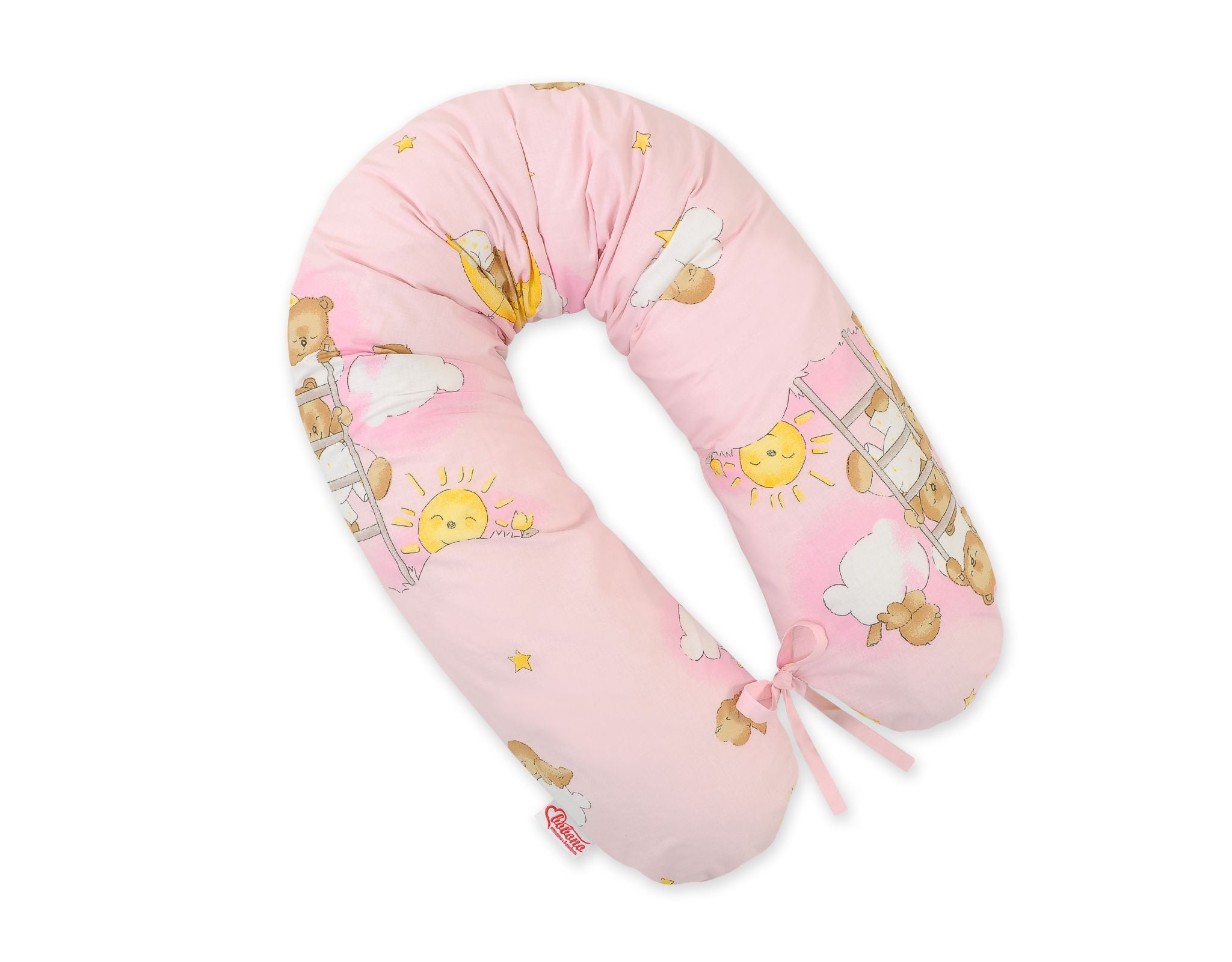 Pregnancy pillow- Longer, removable pillowcase - Pink teddy bears