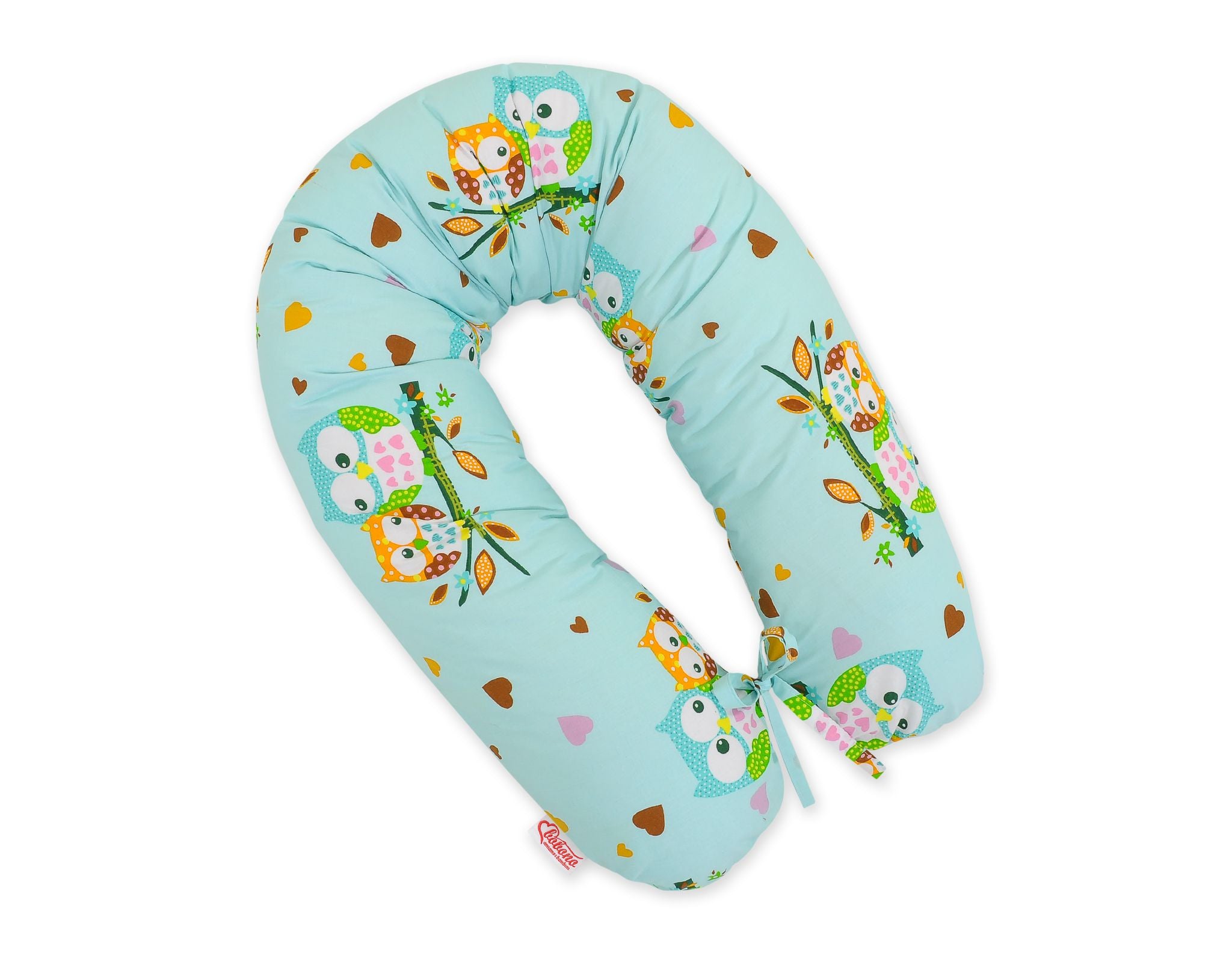 Pregnancy pillow- Longer, removable pillowcase - Mint owls