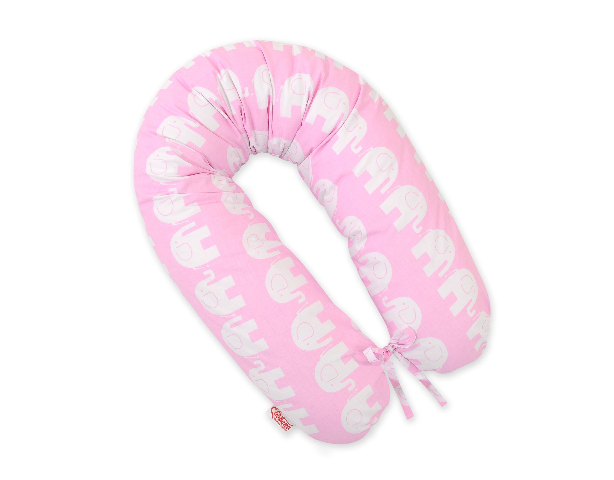 Pregnancy pillow- Longer, removable pillowcase - Pink elephants