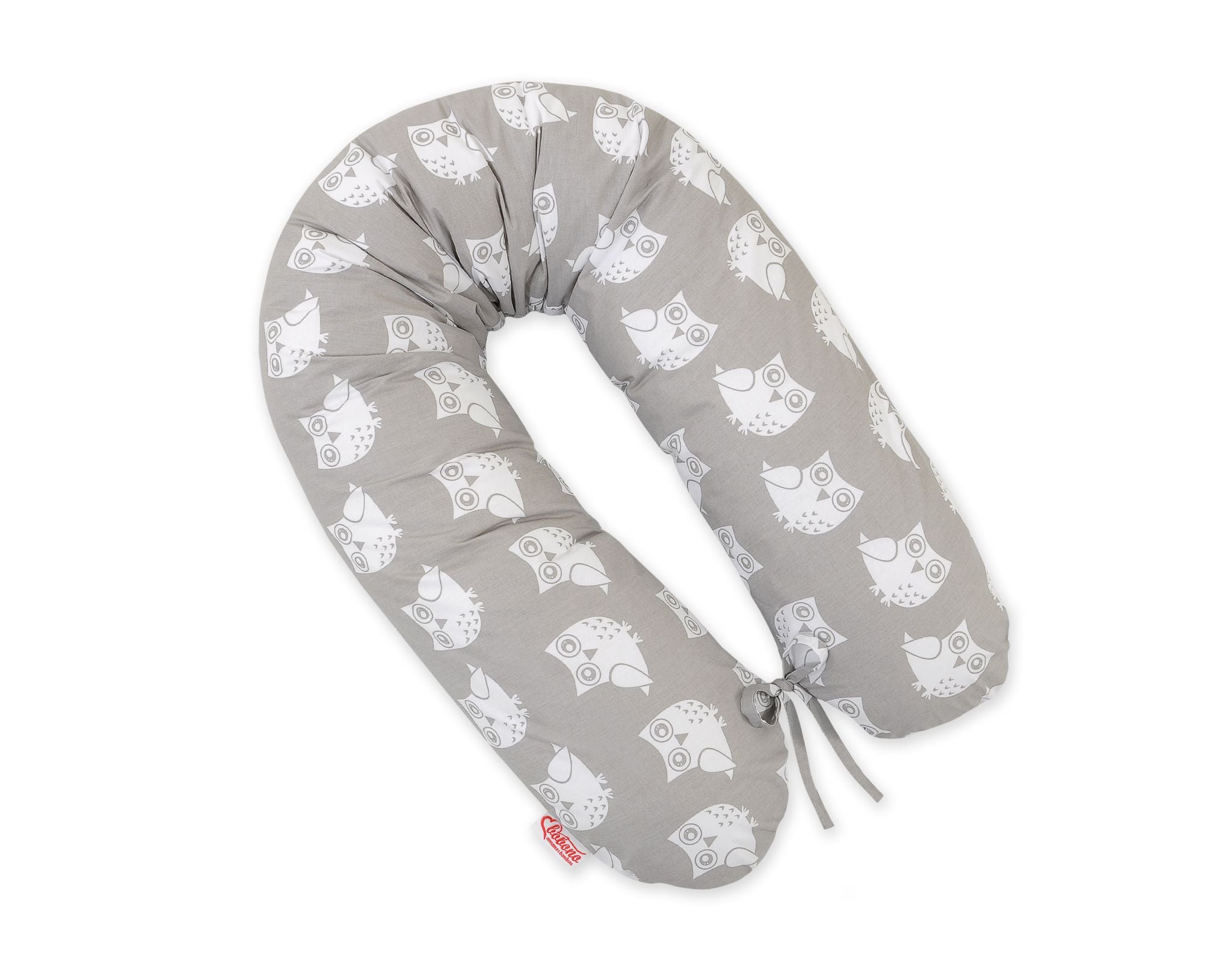 Pregnancy pillow- Longer, removable pillowcase - Grey owls