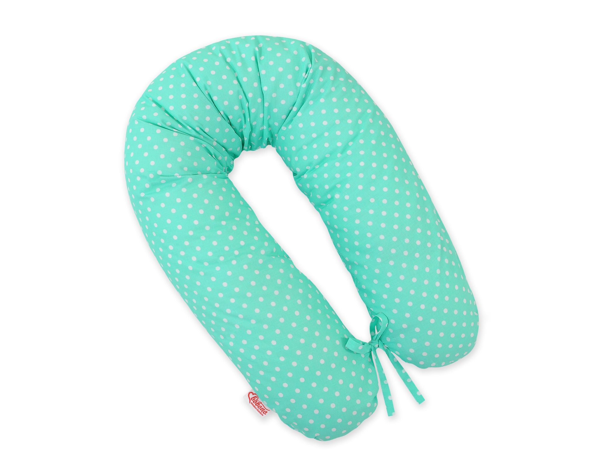 Pregnancy pillow- Longer, removable pillowcase - White spots on mint