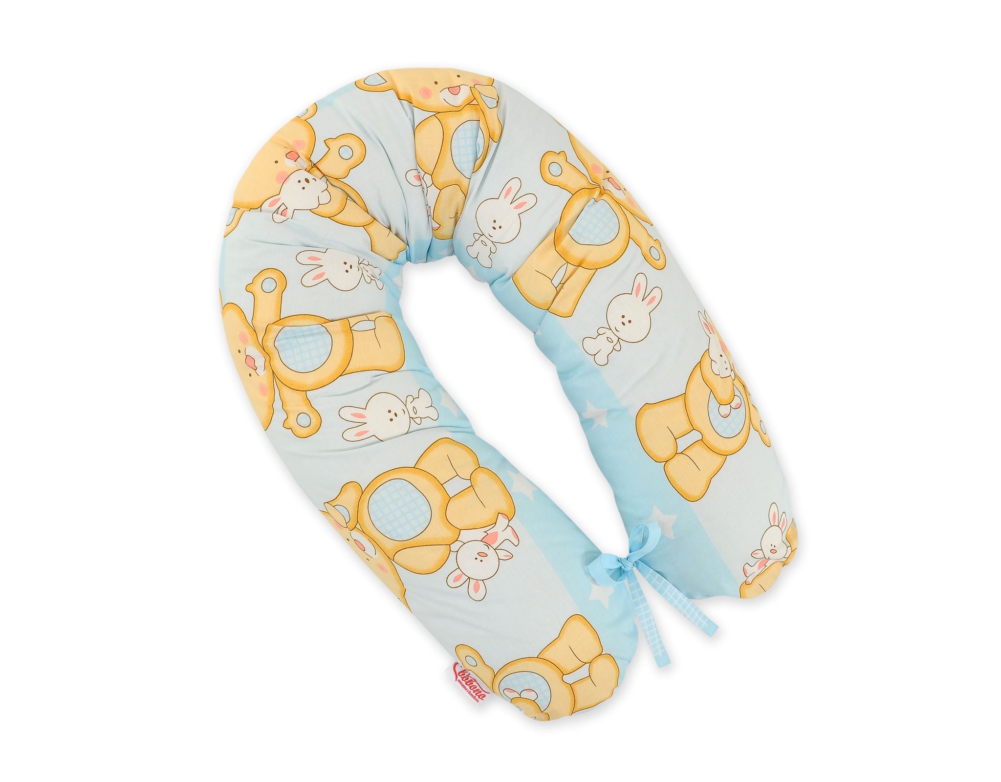Pregnancy pillow- Longer, removable pillowcase - Teddy bear blue