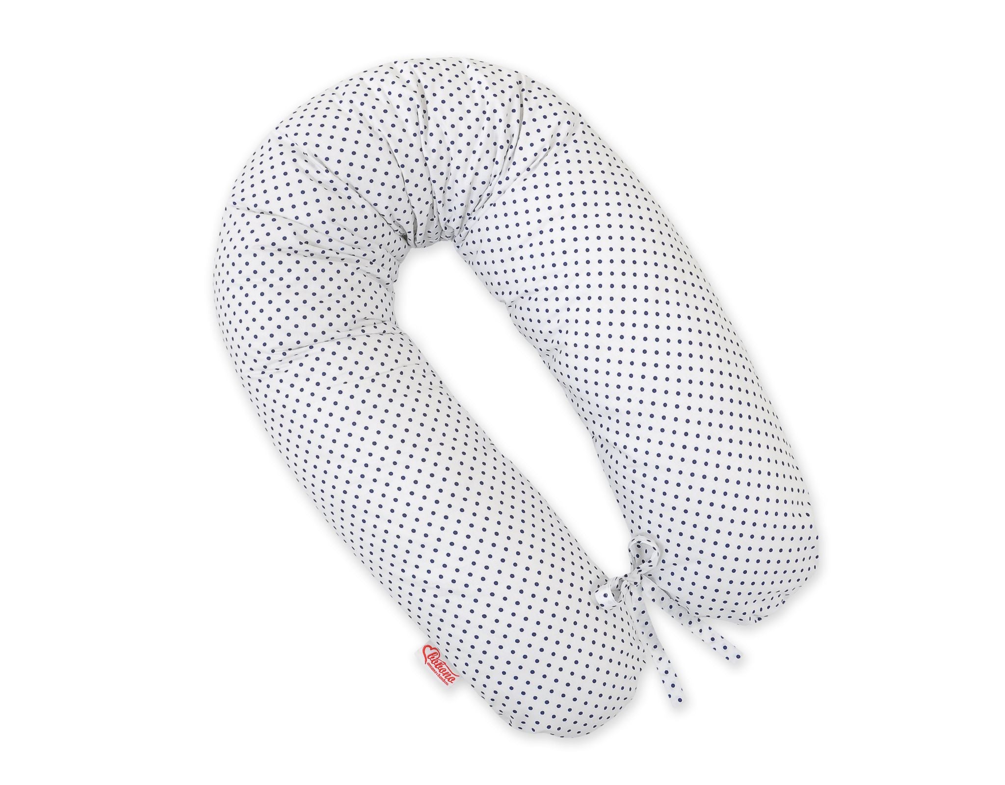 Pregnancy pillow- Longer, removable pillowcase - Navy blue dots