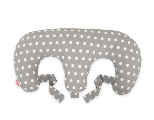 Twin nursing pillow, Breastfeeding Croissant Pillow, removable, Hands-Free Feeding- dots on grey