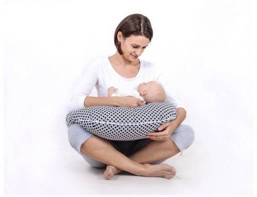 Breastfeeding Pillow Nursing Croissant Pillow, removable, Hands-Free Feeding- cream animals