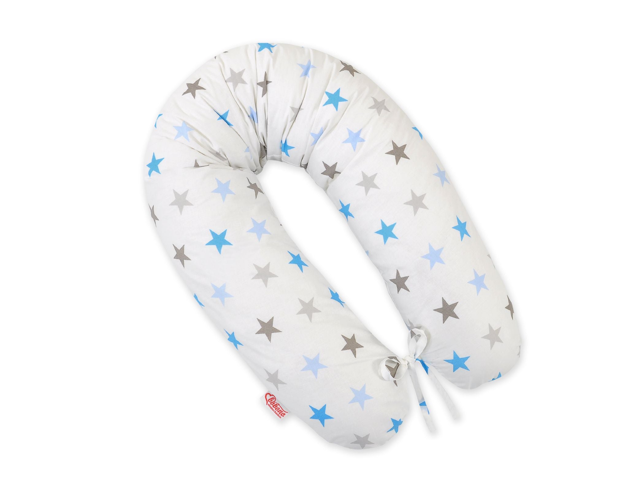 Pregnancy pillow- Longer, removable pillowcase - grey-blue stars