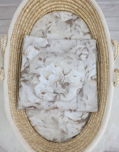 Duvet with pillow Teddy - 2pcs set - Peonies beige