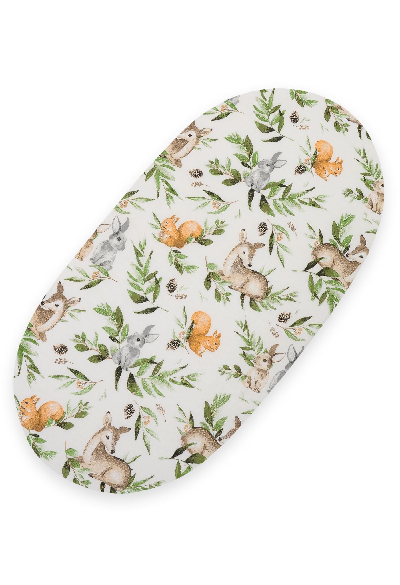 Sheet made of cotton for moses basket mattress 75x35 cm - Woodland green