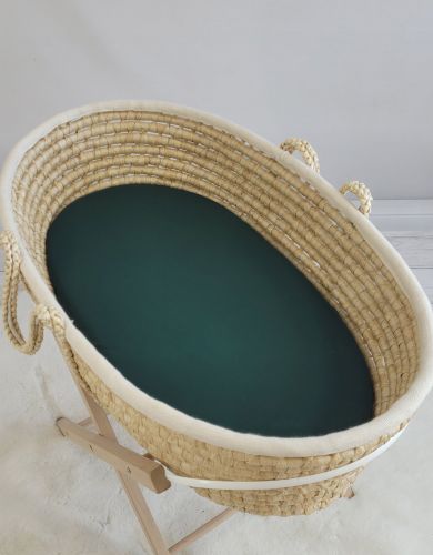 Sheet made of cotton for moses basket mattress 75x35 cm - bottle green