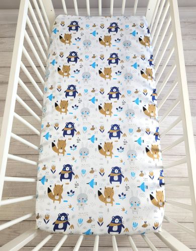 Sheet made of cotton 120x60cm - navy blue bears