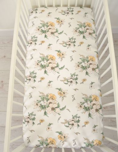 Sheet made of cotton 120x60cm - clematis on beige