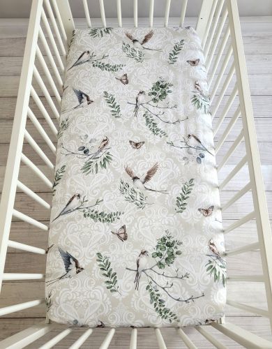 Sheet made of cotton 120x60cm - brown birds