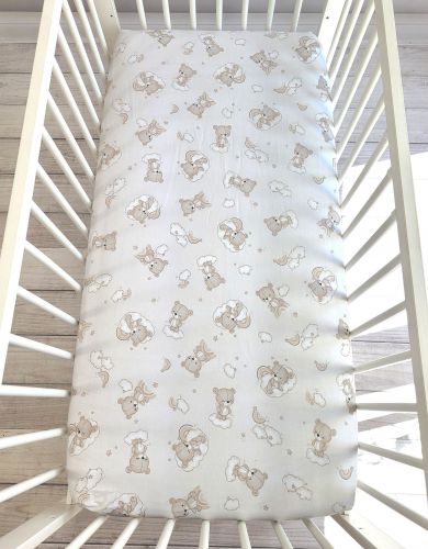 Sheet made of cotton 120x60cm - Rainbow beige bear