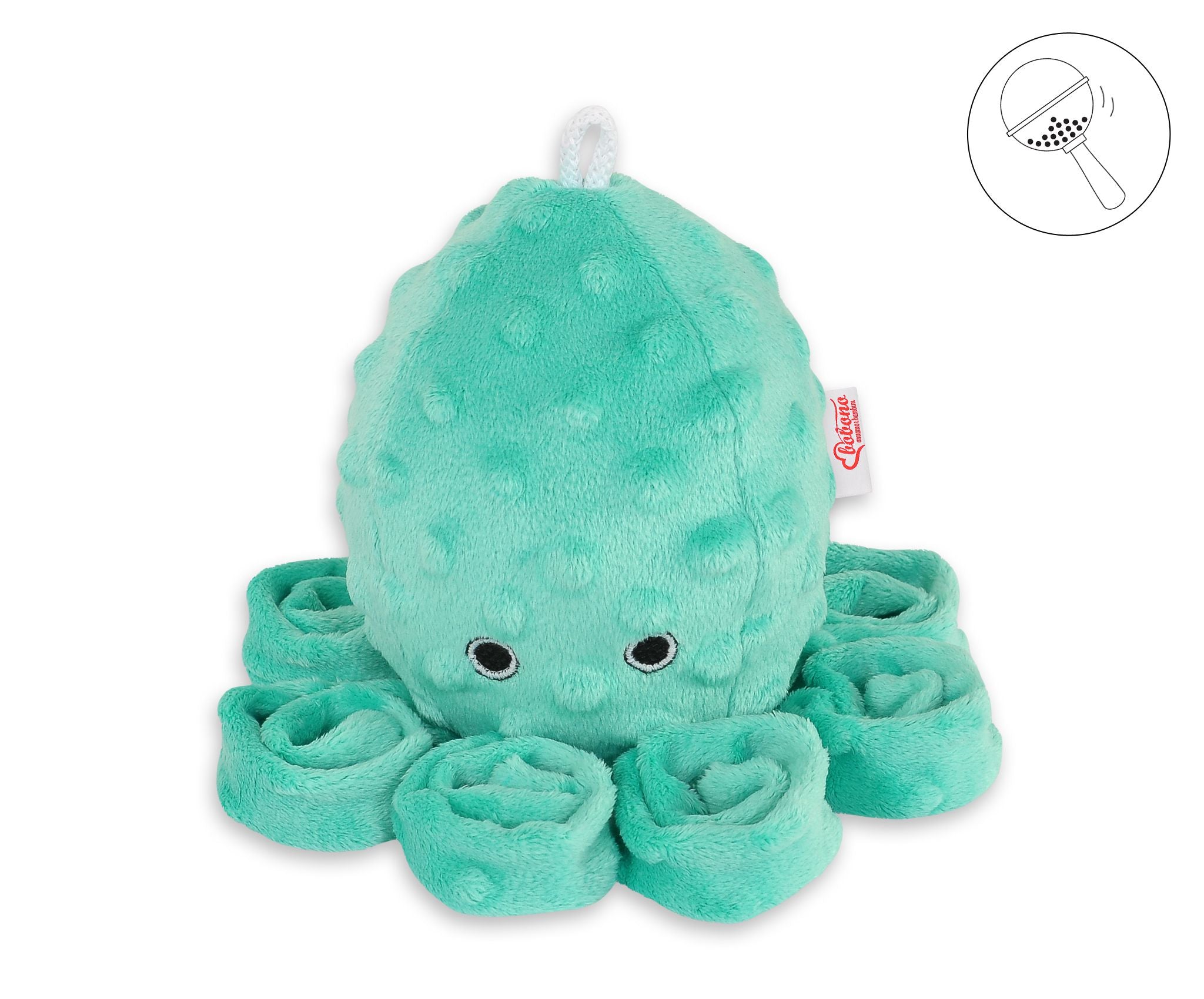 Cuddly octopus with rattle - Mint - polka dot minky