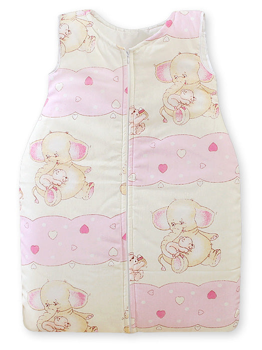 Cotton sleeping bag for children, size M, 6-12 months, TOG 2.5, all-season, pink elephants