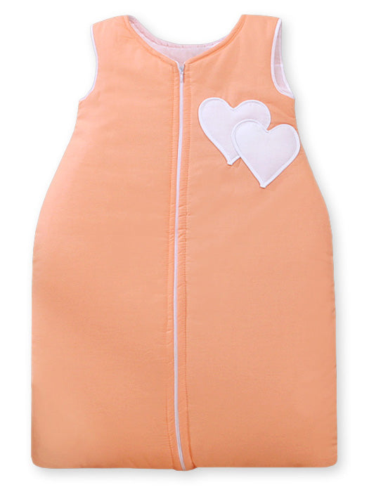 Cotton sleeping bag for children, size M, 6-12 months, TOG 2.5, all-season, hearts peach-coloured